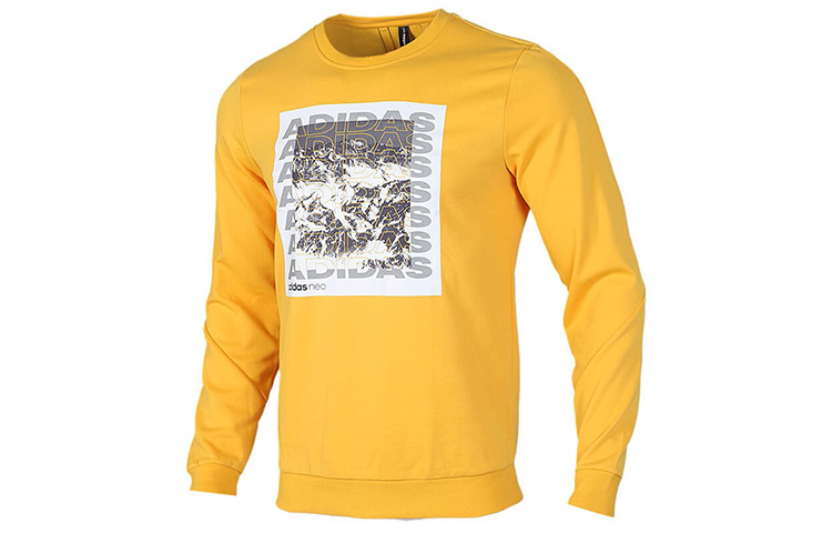 adidas M CS Graphic Sweatshirt Yellow Casual Sports Pullover EI4504