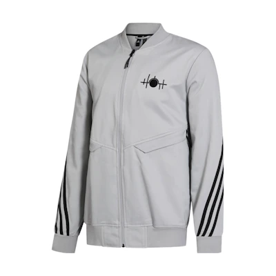 adidas M Ct Safin TT Striped Logo Zip-Up Track Jacket Gray GN6884