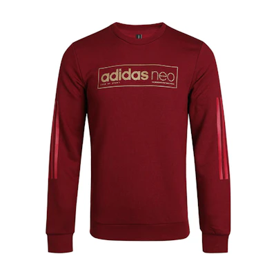 adidas M FAV DEC Red Crewneck Sweatshirt Casual Long Sleeve GK8770