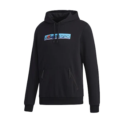 adidas M Fav SS HD Black Printed Pullover Hoodie Casual Sportswear GM2332