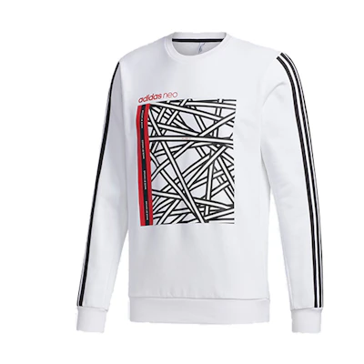 adidas M FAVES Crewneck Pullover Sweatshirt White GG3387