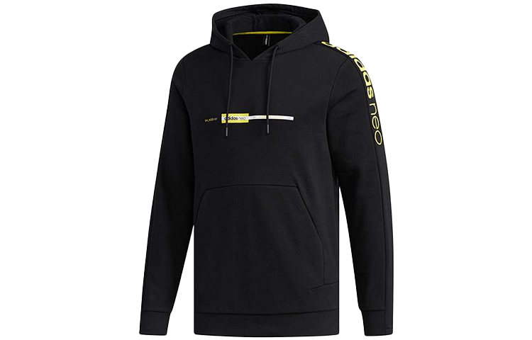 adidas M Faves HD 1 Logo Print Pullover Hoodie Black Casual Sportswear FP7861