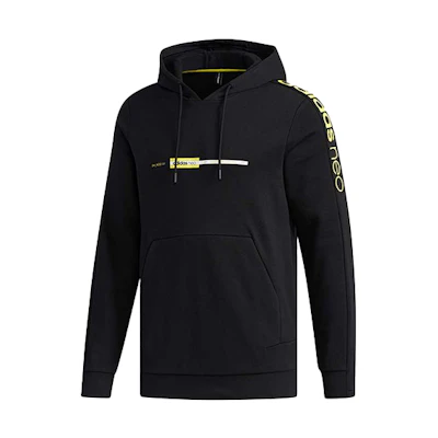 adidas M Faves HD 1 Logo Print Pullover Hoodie Black Casual Sportswear FP7861