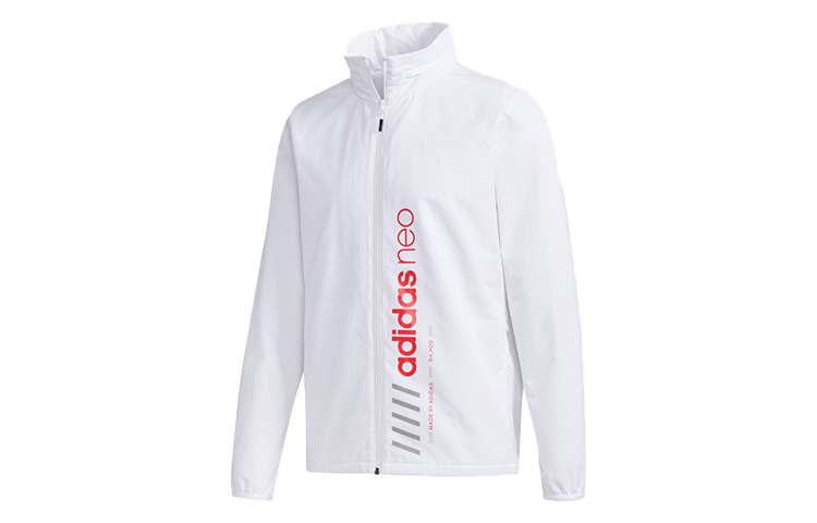 adidas M Faves Wint WB Printed Logo Stand Collar Jacket White () FU1035
