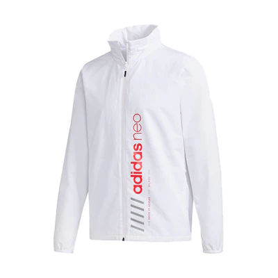 adidas M Faves Wint WB Printed Logo Stand Collar Jacket White () FU1035