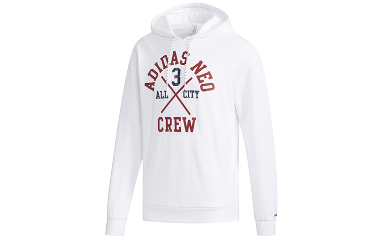 adidas M Favorite Printed Pullover Cotton Hoodie White EI6283