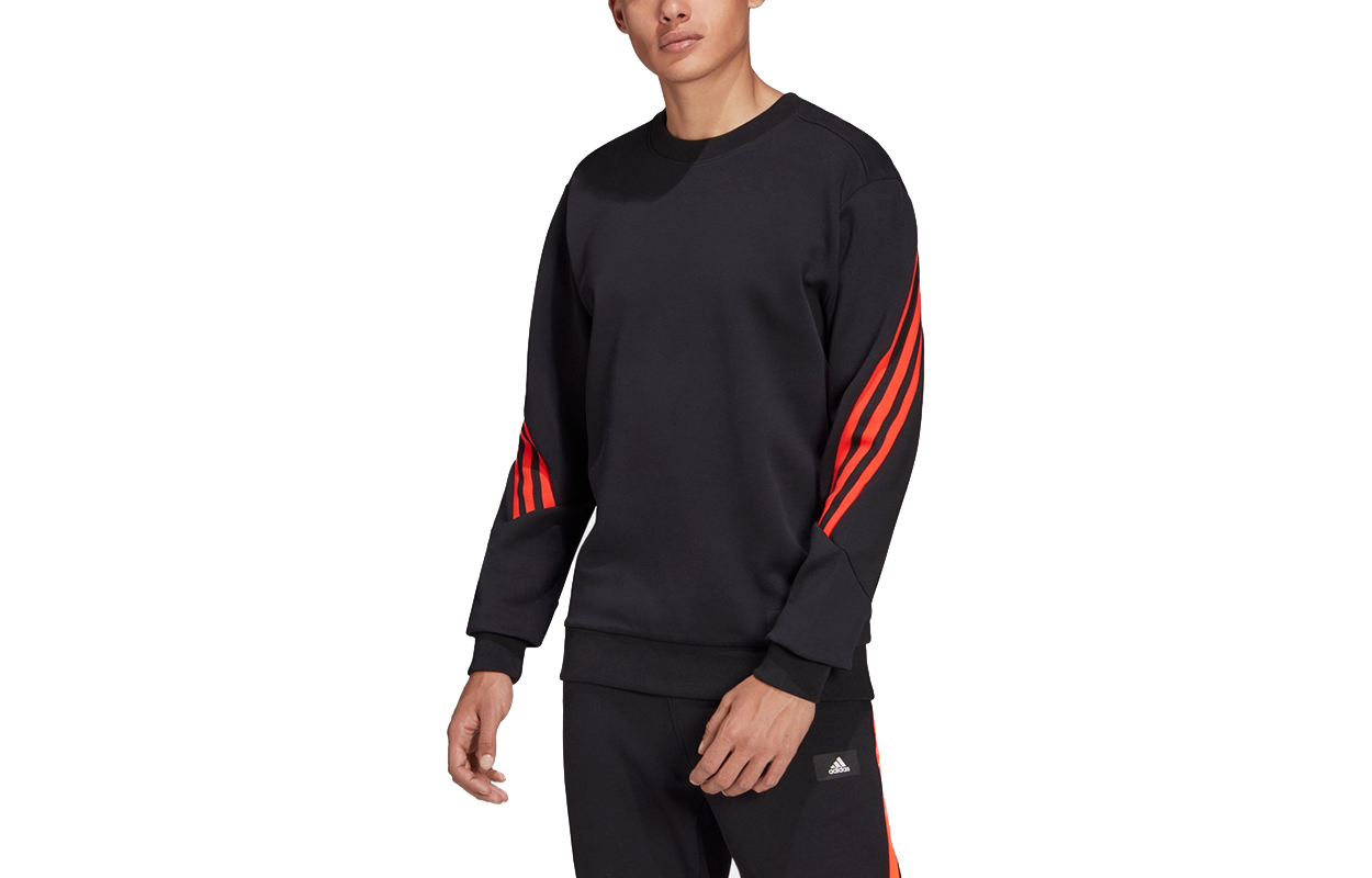 adidas M FI 3-Stripes Crew Neck Colorblock Sweatshirt Black () H46542