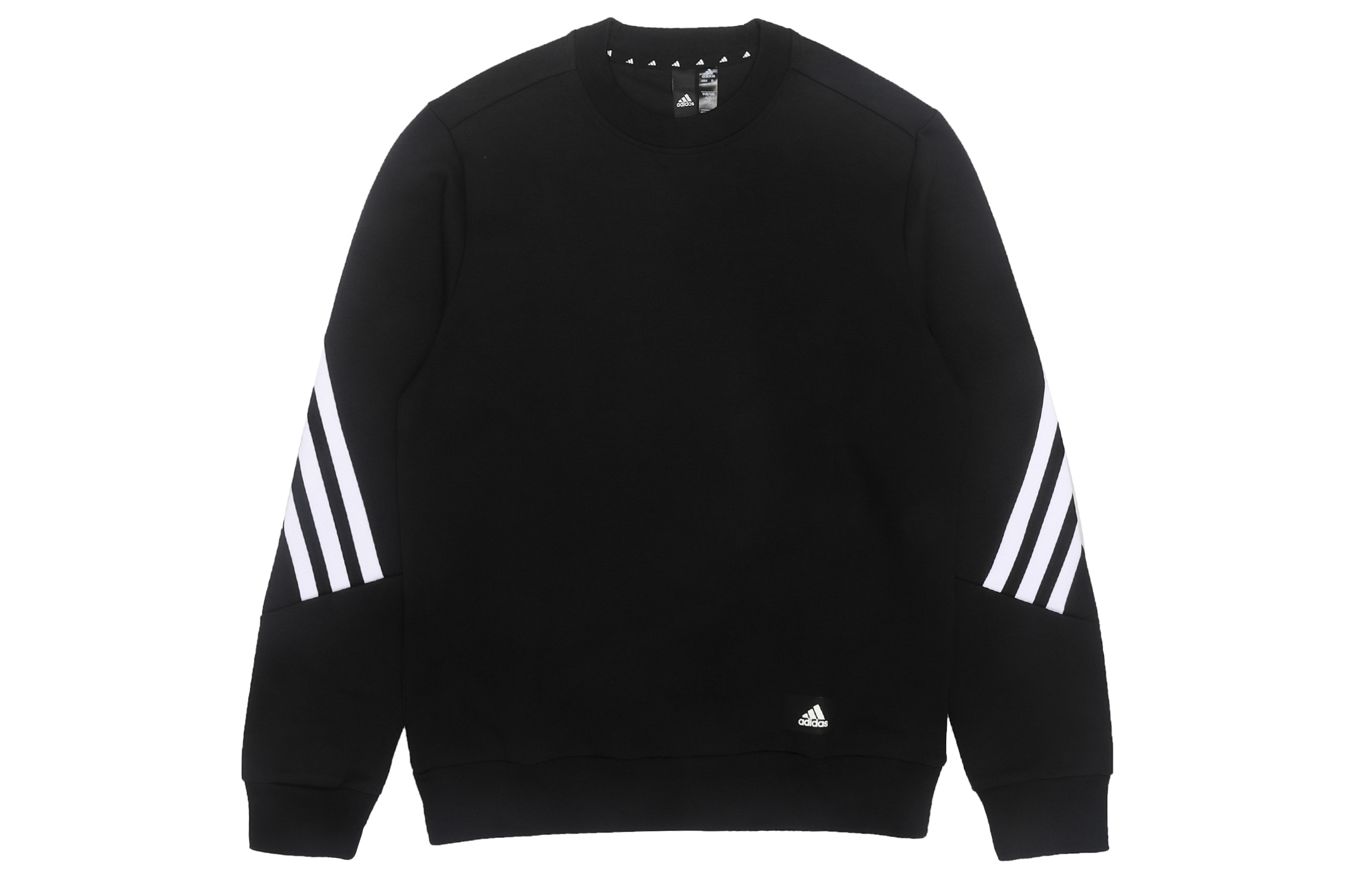 adidas M FI Crew Striped Patchwork Pullover Sweatshirt Black H46538