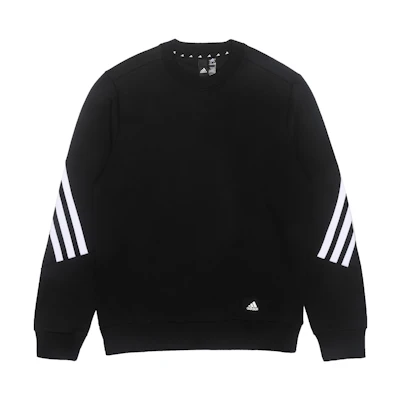 adidas M FI Crew Striped Patchwork Pullover Sweatshirt Black H46538