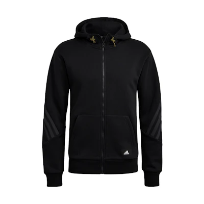 adidas M Fi Wtr Fz Striped Sports Hoodie Jacket - Black H44178