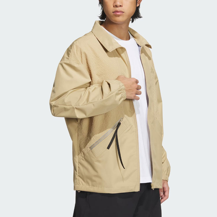 adidas M Fustl Jacket Casual Sports Logo Jacket Light Khaki IM9083 圖 5