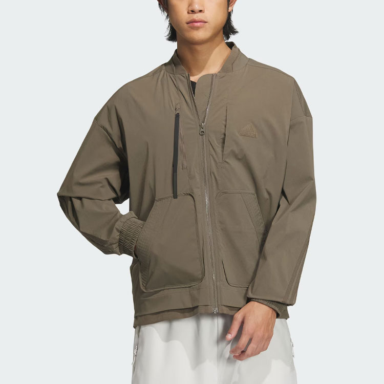 adidas M Fustl Jkt 1 Solid Logo Casual Sports Jacket Men’s Tree Bark Brown IY8024 圖 3