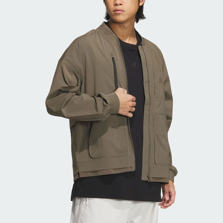 adidas M Fustl Jkt 1 Solid Logo Casual Sports Jacket Men’s Tree Bark Brown IY8024 圖 5