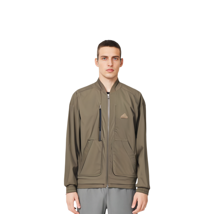 adidas M Fustl Jkt 1 Solid Logo Casual Sports Jacket Men’s Tree Bark Brown IY8024 圖 6