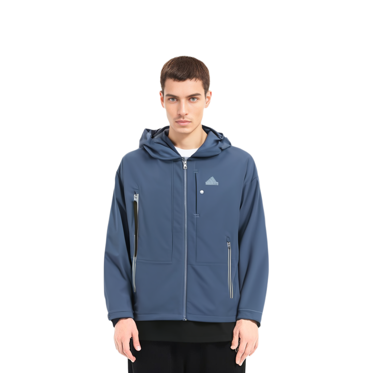 adidas M Fustl Jkt 2 Logo Casual Loose Fit Hoodie Jacket Grey Blue IZ1497 圖 6