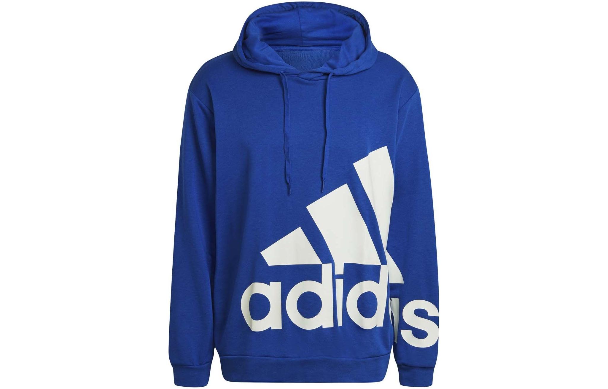 adidas M GL HD Blue Logo Print Pullover Hoodie Casual Fit HE4405