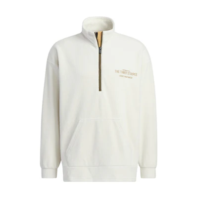 adidas M Hz Track Top Half-Zip Pullover Sweatshirt Beige - Logo Print IB2762