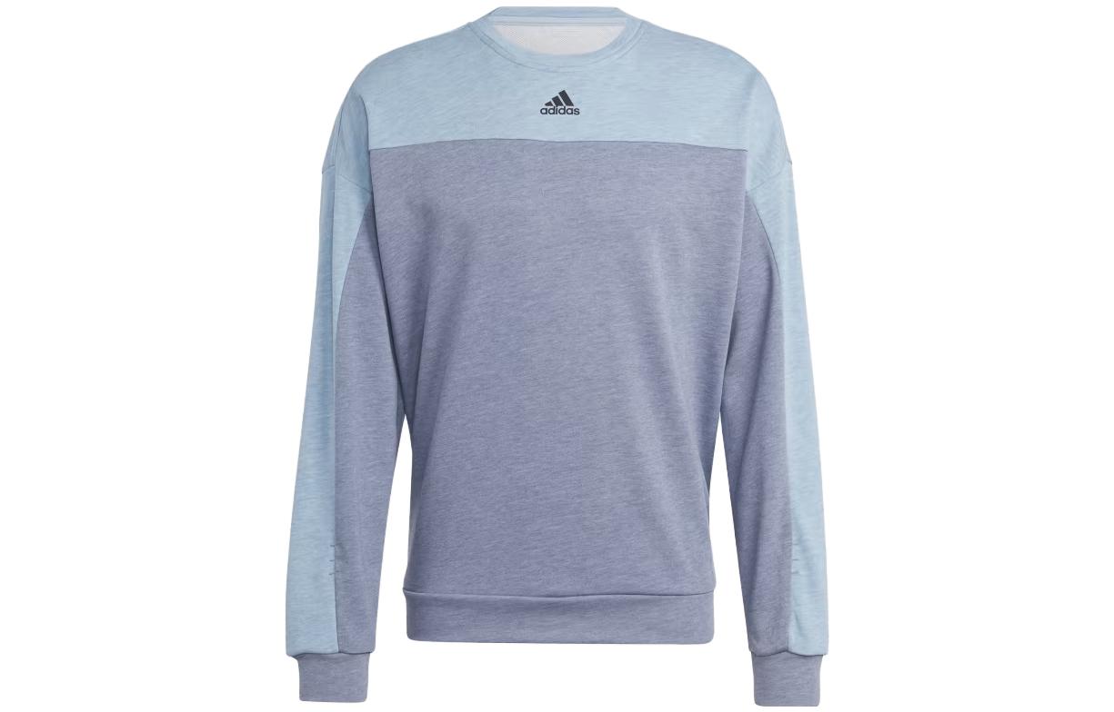 adidas Mélange Crew Sweatshirt Colorblock Logo Long Sleeve - Blue/Grey IJ8984