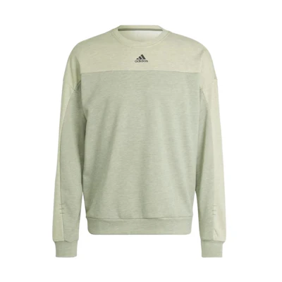adidas Mélange Crew Sweatshirt Green Gray Colorblock Logo Long Sleeve IB6148
