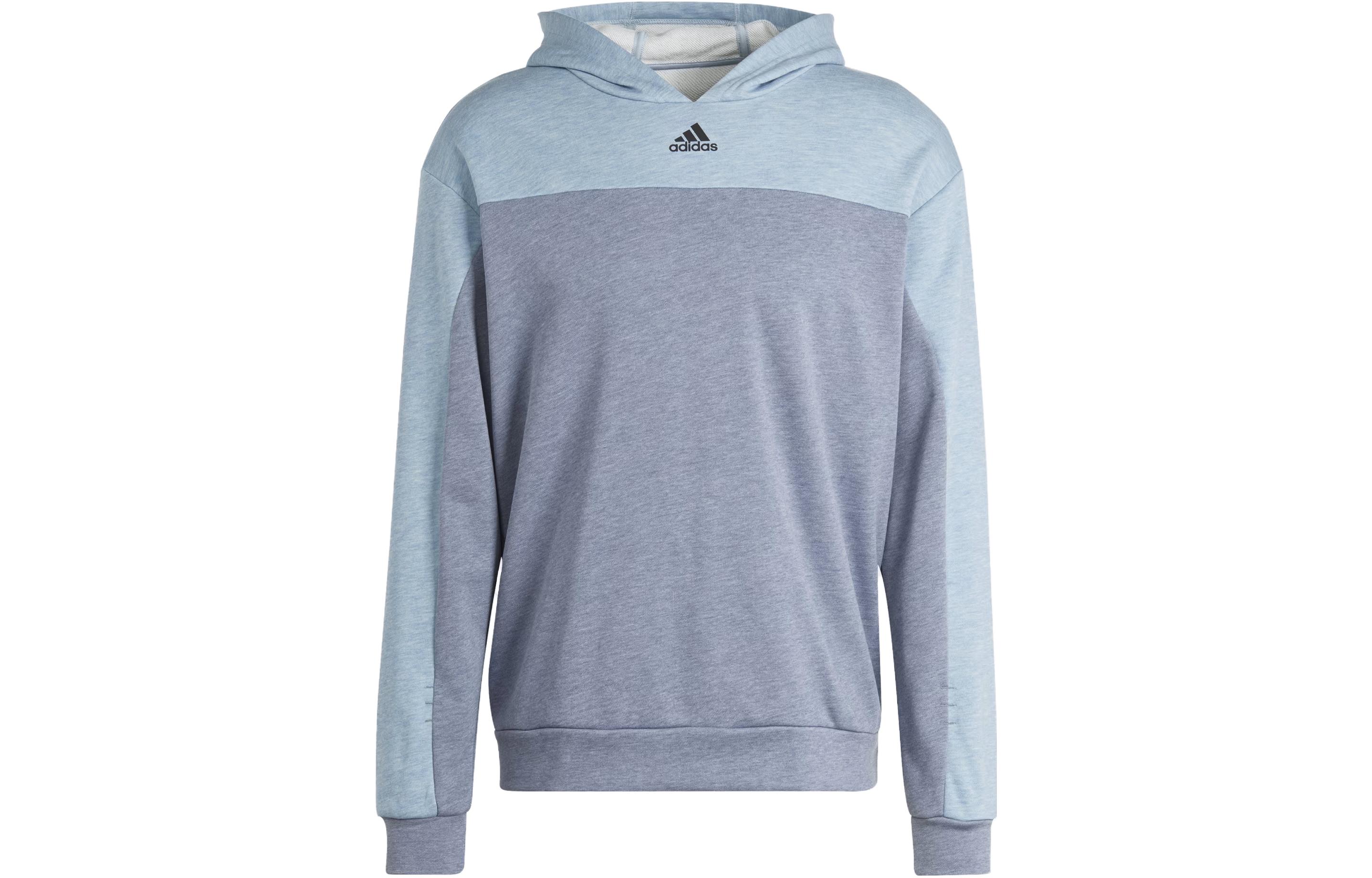 adidas Mélange Hoodie Colorblock Logo Sweatshirt Men’s Blue Gray IB6144