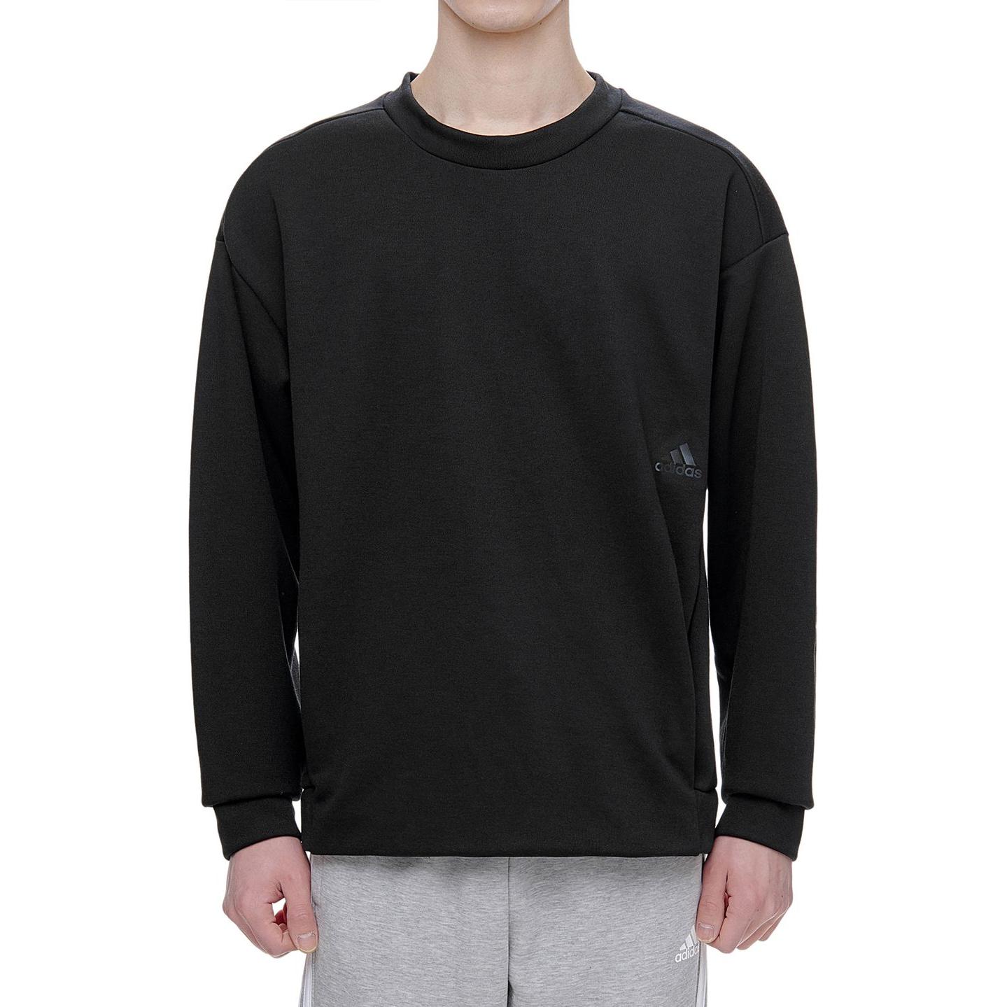 adidas M MH Sweat Crew Relaxed Fit Round Neck Sweatshirt Black (Men) FM5381