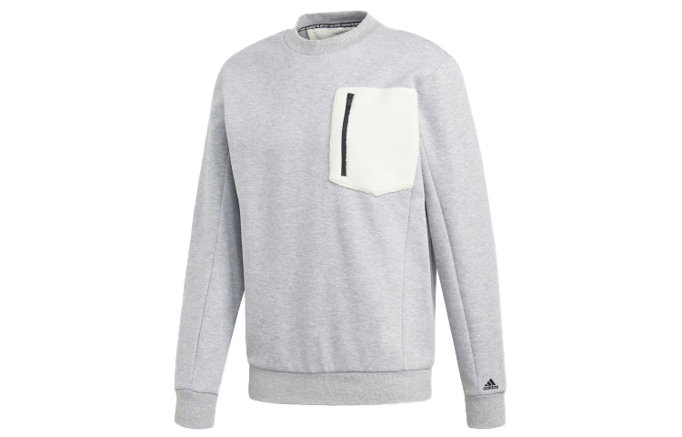 adidas M MH WNTR BOS Crewneck Pullover Sweatshirt Light Gray - Style GM0901