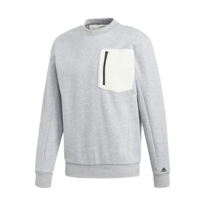 adidas M MH WNTR BOS Crewneck Pullover Sweatshirt Light Gray - Style GM0901