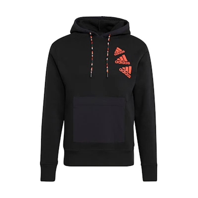 adidas M Q4 Black Hoodie with Logo Print Unisex HL9376