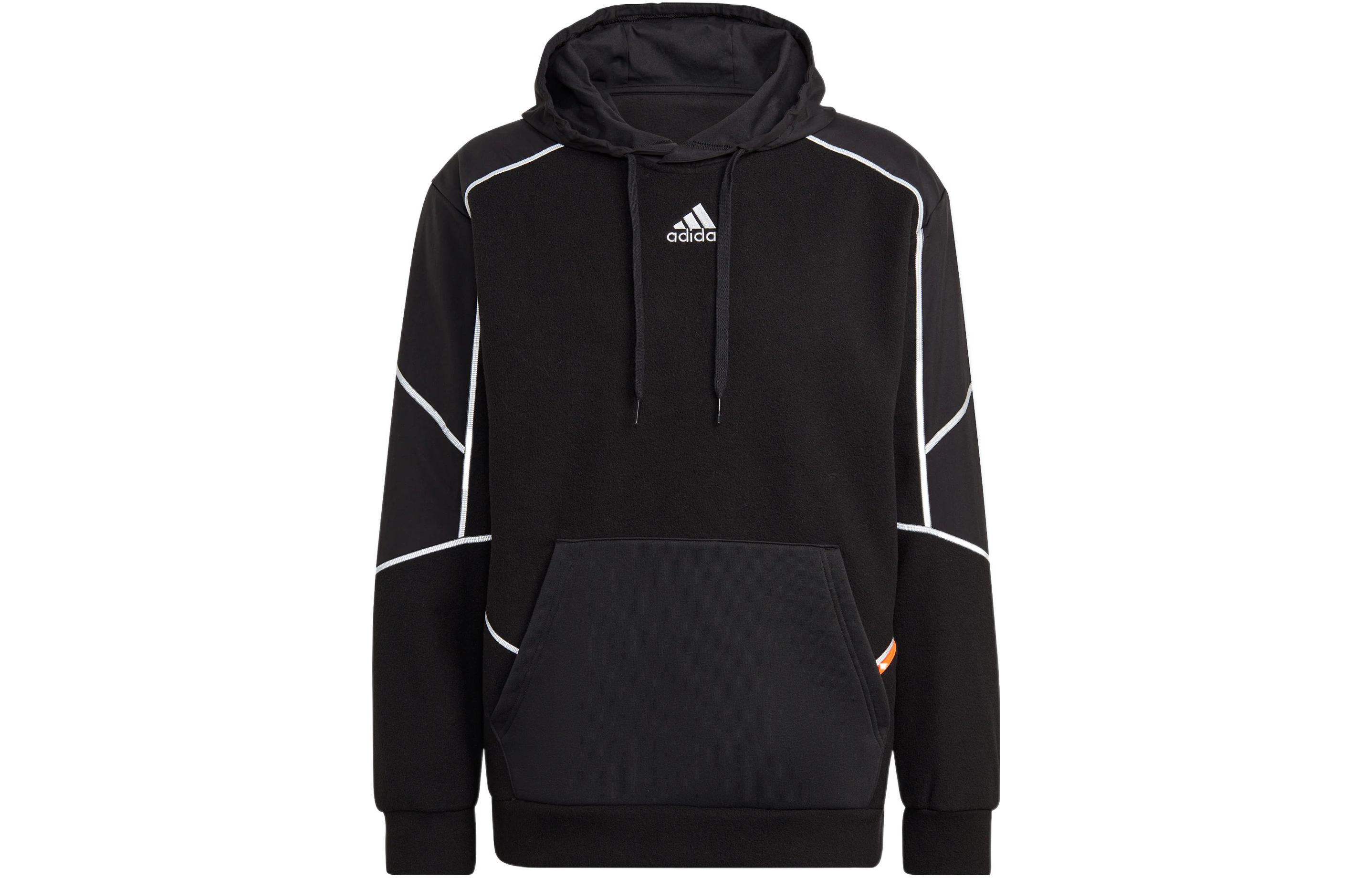 adidas M Q4 Fl Hd Logo Embroidered Pullover Hoodie Black Casual Sweatshirt HL6913