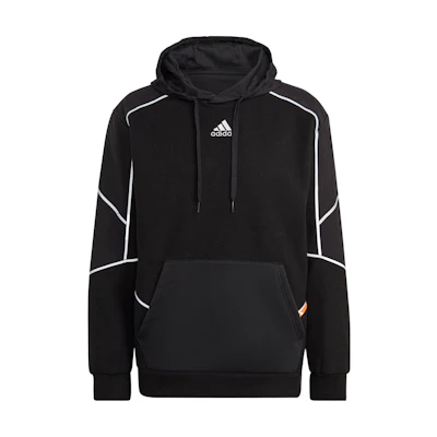 adidas M Q4 Fl Hd Logo Embroidered Pullover Hoodie Black Casual Sweatshirt HL6913
