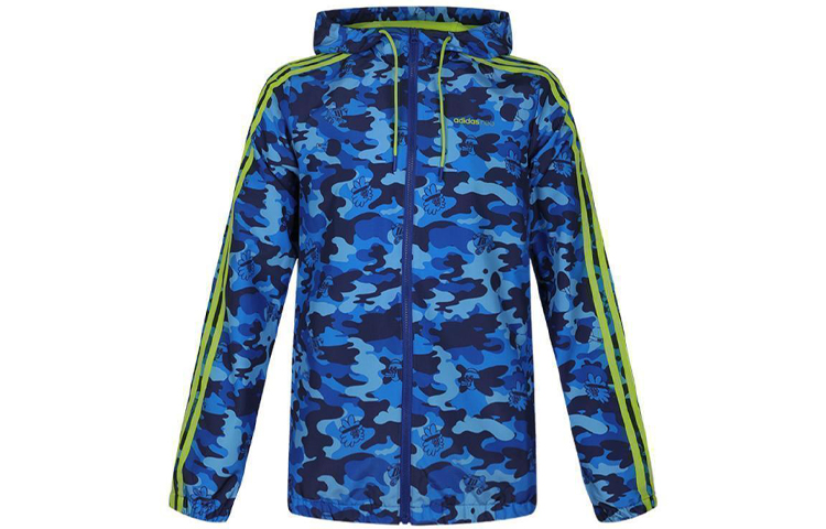 adidas M Radio W WB Camo Hoodie Jacket College Blue FU3596