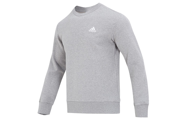 adidas M SL FT Gray Pullover Sweatshirt with Solid Logo - Casual Sportswear IC9331