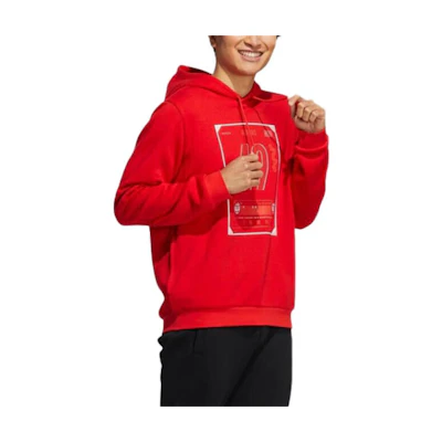 adidas M SSFV1 Hoodie Red Retro Print Pullover Casual Sportswear H52977