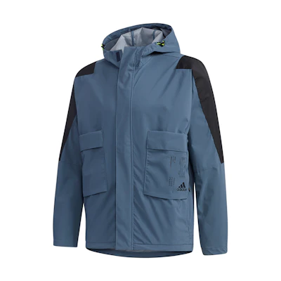 adidas M TECH 2L JKT Blue Outdoor Hooded Full-Zip Jacket Retro Style FU6570