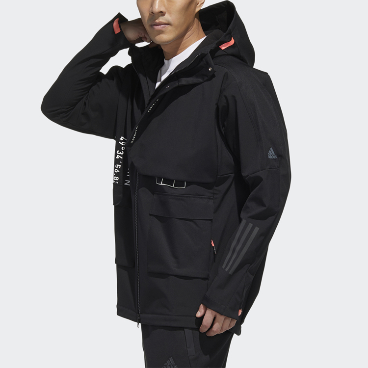 Purchase adidas M Tech Outr Full-Zip Black Hoodie Utility Jacket with Multiple Pockets FU6569