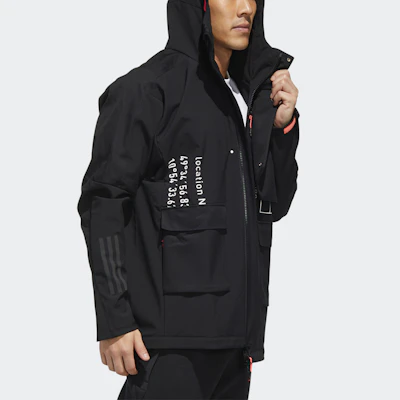 adidas M Tech Outr Full-Zip Black Hoodie Utility Jacket with Multiple Pockets FU6569 Details for adidas M Tech Outr Full-Zip Black Hoodie Utility Jacket with Multiple Pockets FU6569