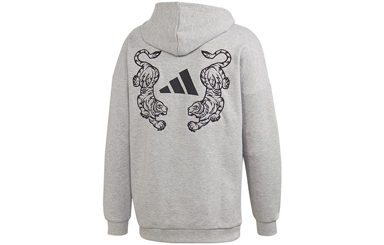 adidas M Tiger Print Hoodie Ash Gray Menswear FL7750