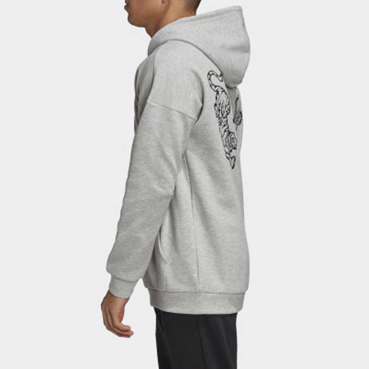 adidas M Tiger Print Hoodie Ash Gray Menswear FL7750 圖 7