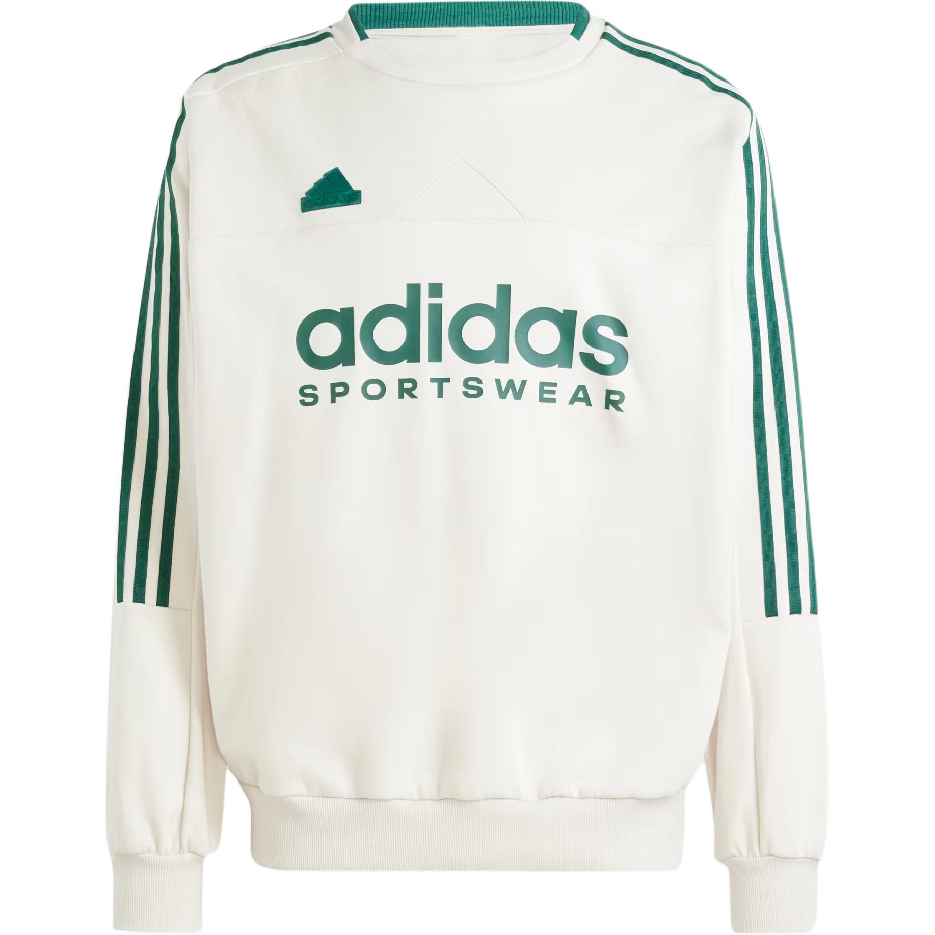 adidas M Tiro Fl Crew Retro Logo Print Sweatshirt Off-White Long Sleeve IW5945