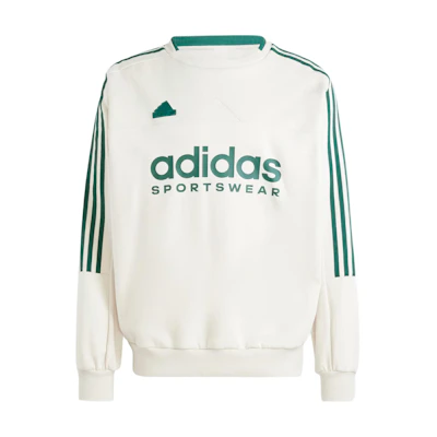 adidas M Tiro Fl Crew Retro Logo Print Sweatshirt Off-White Long Sleeve IW5945