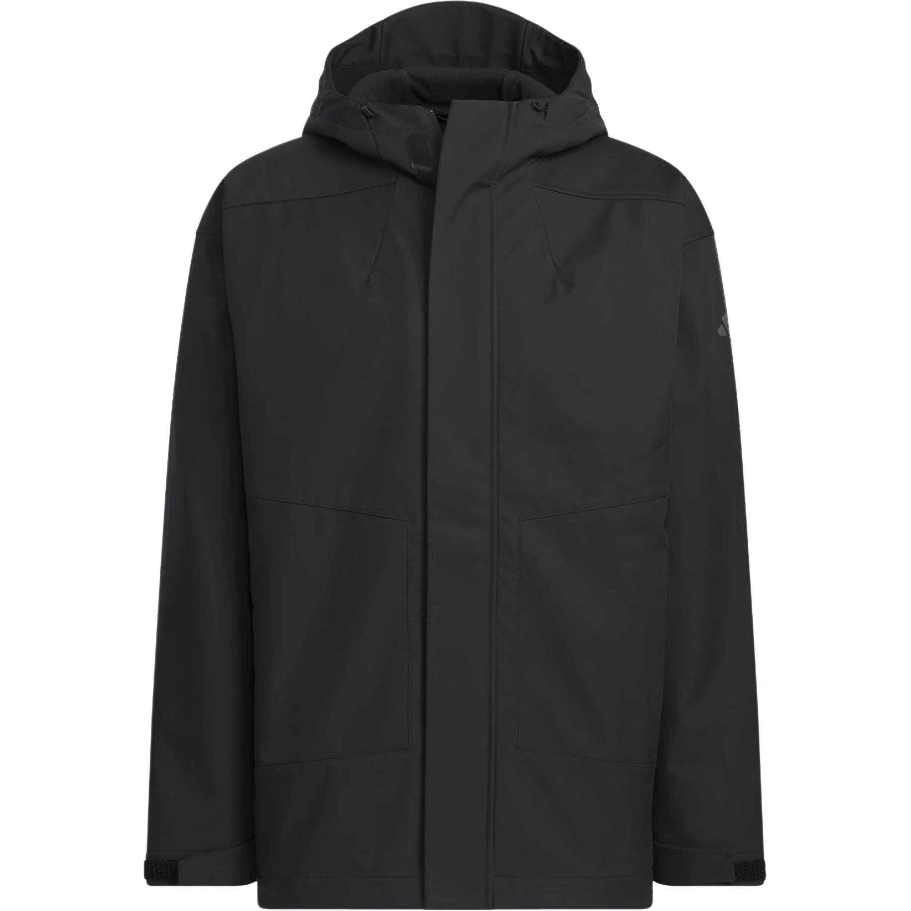adidas M TRAN JKT 2 Water-Repellent Casual Loose Hooded Jacket Black JM9154