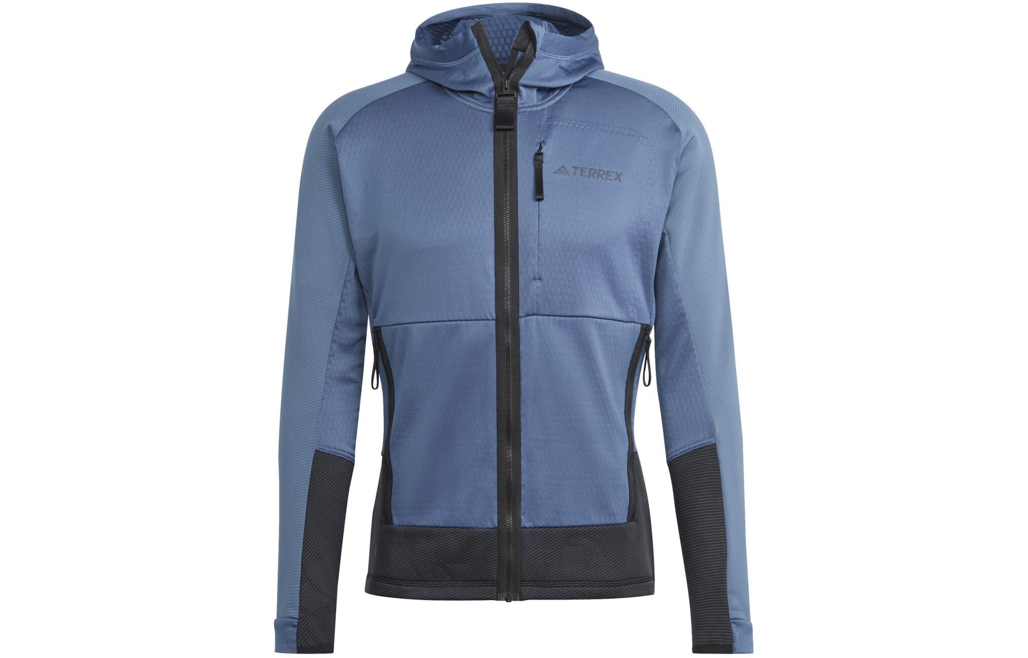adidas M TX Fleece Colorblock Hoodie Jacket Blue HU1846