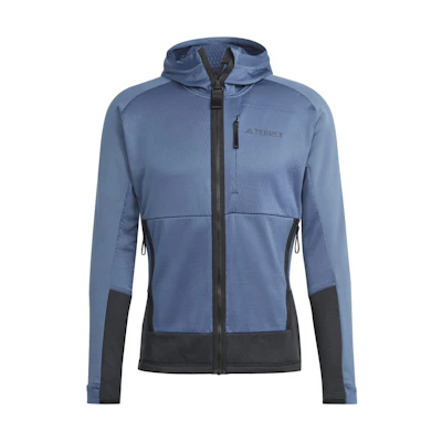 adidas M TX Fleece Colorblock Hoodie Jacket Blue HU1846
