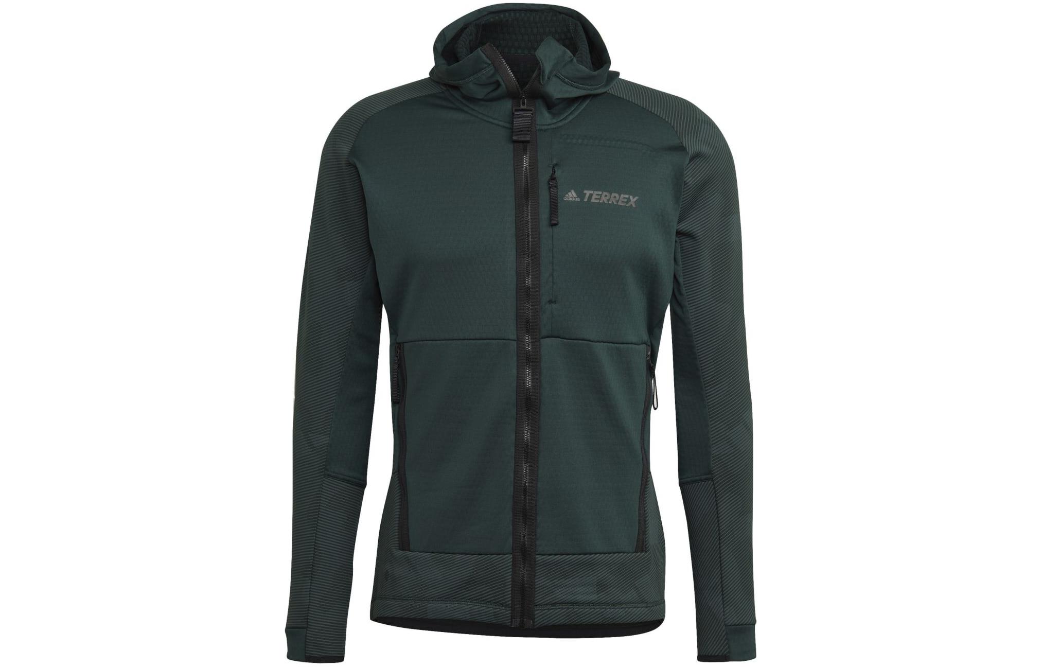 adidas M TX Fleece Hoodie Olive Green Full-Zip Athletic Jacket HH9220