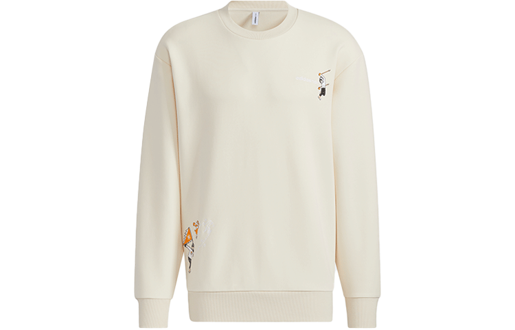 adidas M WP SW Fun Logo Embroidered Beige Crewneck Sweatshirt Men HG9032