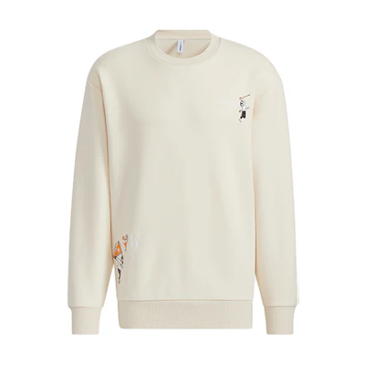 adidas M WP SW Fun Logo Embroidered Beige Crewneck Sweatshirt Men HG9032