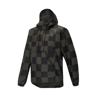 adidas M WV Checkered Hoodie Jacket Black - Casual Warm Sportswear HU0411