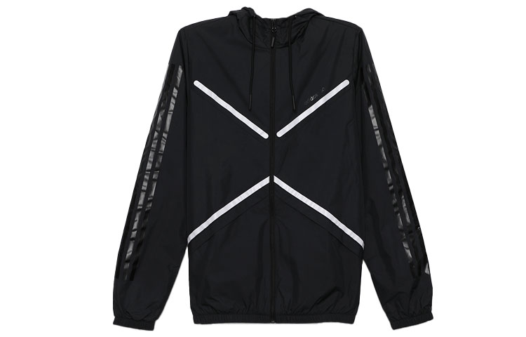 adidas M Xield WB Black Windbreaker Jacket with Printed Stripes DM4328