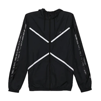 adidas M Xield WB Black Windbreaker Jacket with Printed Stripes DM4328