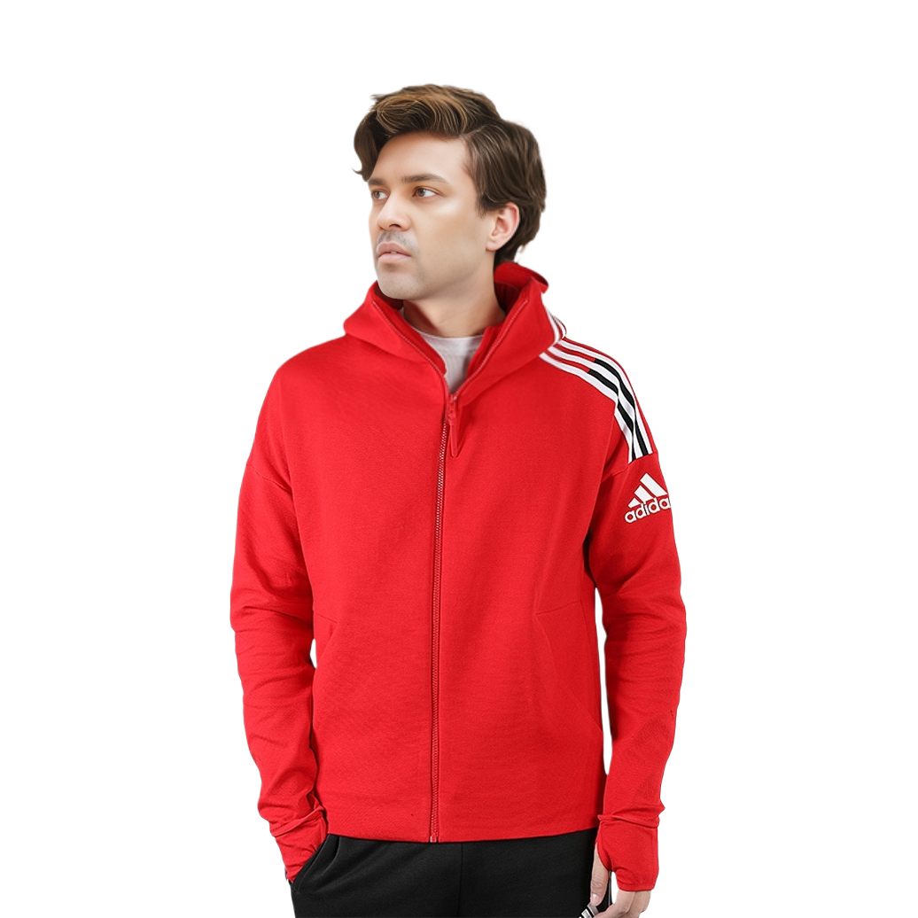 adidas M ZNE HD 3ST Casual Sports Hoodie Jacket Light Scarlet Red FQ7230 圖 4